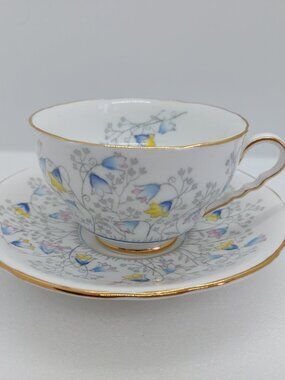 Vintage Royal Stafford Tea Cup And Saucer Bluebell Time  Bone China